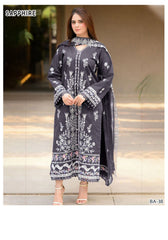Dhanak Embroidered 3-Piece Suit with Matching Dhanak Embroidered Dupatta