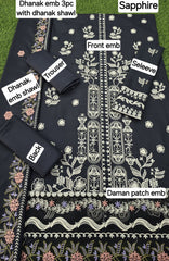 Dhanak Embroidered 3-Piece Suit with Matching Dhanak Embroidered Dupatta