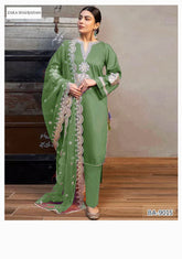 Dhanak Embroidered 3-Piece Suit with Matching Dhanak Embroidered Dupatta