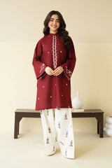 ZARF Embroidered 2-Piece Farshi Set – Winter Stone Linen