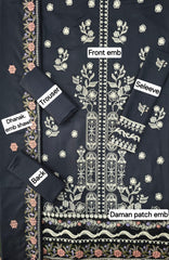 Dhanak Embroidered 3-Piece Suit with Matching Dhanak Embroidered Dupatta