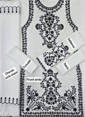 Dhanak Embroidered 3-Piece Suit with Matching Dhanak Embroidered Dupatta