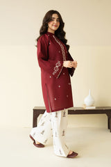 ZARF Embroidered 2-Piece Farshi Set – Winter Stone Linen